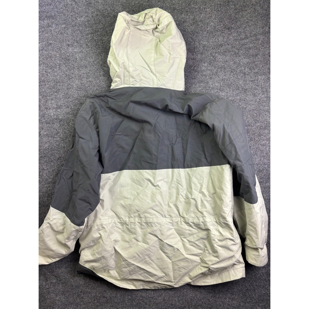 Vintage OP Ocean Pacific Hooded Jacket Mens L Grey Colorblock Nylon Windbreaker - Picture 6 of 8